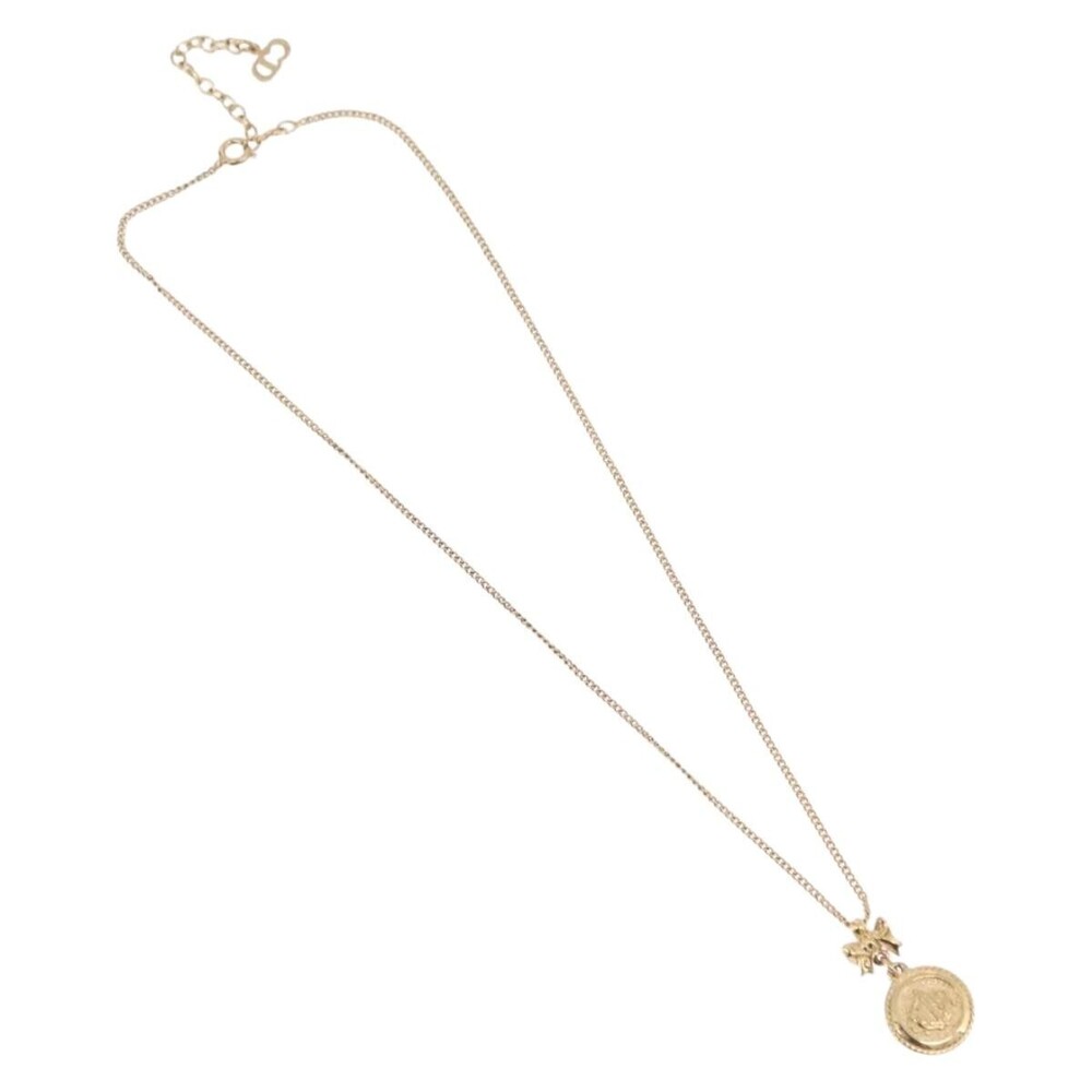 Christian Dior Round Logo Pendant Metal with Crystal